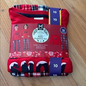 Let it Snow Red Plaid Kids' Pajama Set, Size 10